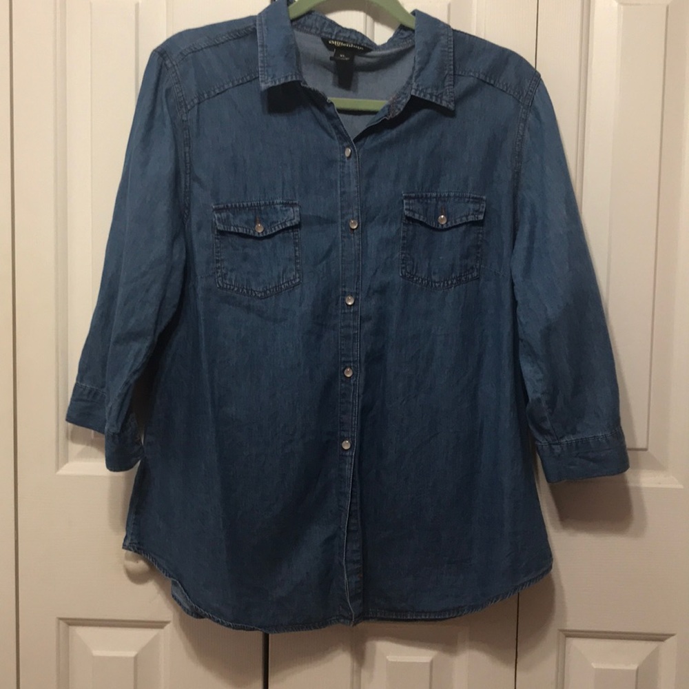 Basic Denim Button Down Shirt - image 1